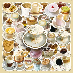 Coffee Themed Sticker, 100pcs/set Cute Coffee Pattern Decorative Sticker, DIY Decals for Water Bottle, Laptop, Phone Case, Scrapbooking, Journal Making