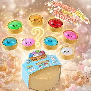 Glitter Dumpling Squishy,Dumpling Squishy Mystery Box,New Glitter Dumplings Squishies with Steamer,Dumplings Sensory Squeeze for Stress Relief，Perfect Gift For Festival and Holidays