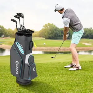 COSTWAY - Golf Cart Bag Lightweight Portable Golf Club Organizer Bag-Gray