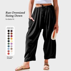 TARSE Womens Linen Blend Wide Leg Pants Oversize Casual Loose Fit Beach Palazzo Harem Pants with Pockets Vacation summer outfits  Womenswear