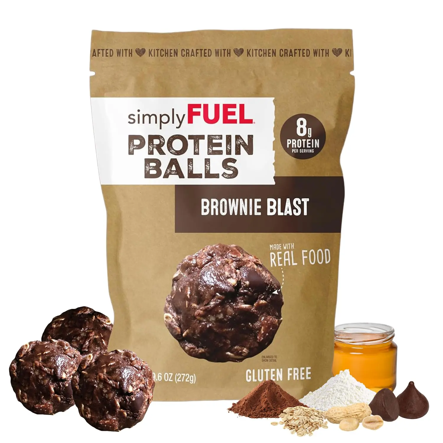 simplyFUEL Whole-Food Protein Balls (Chocolate Almond Coconut) - 8 g High-Protein, Gluten-Free, Healthy Snack for Adults & Kids - 9.6 oz