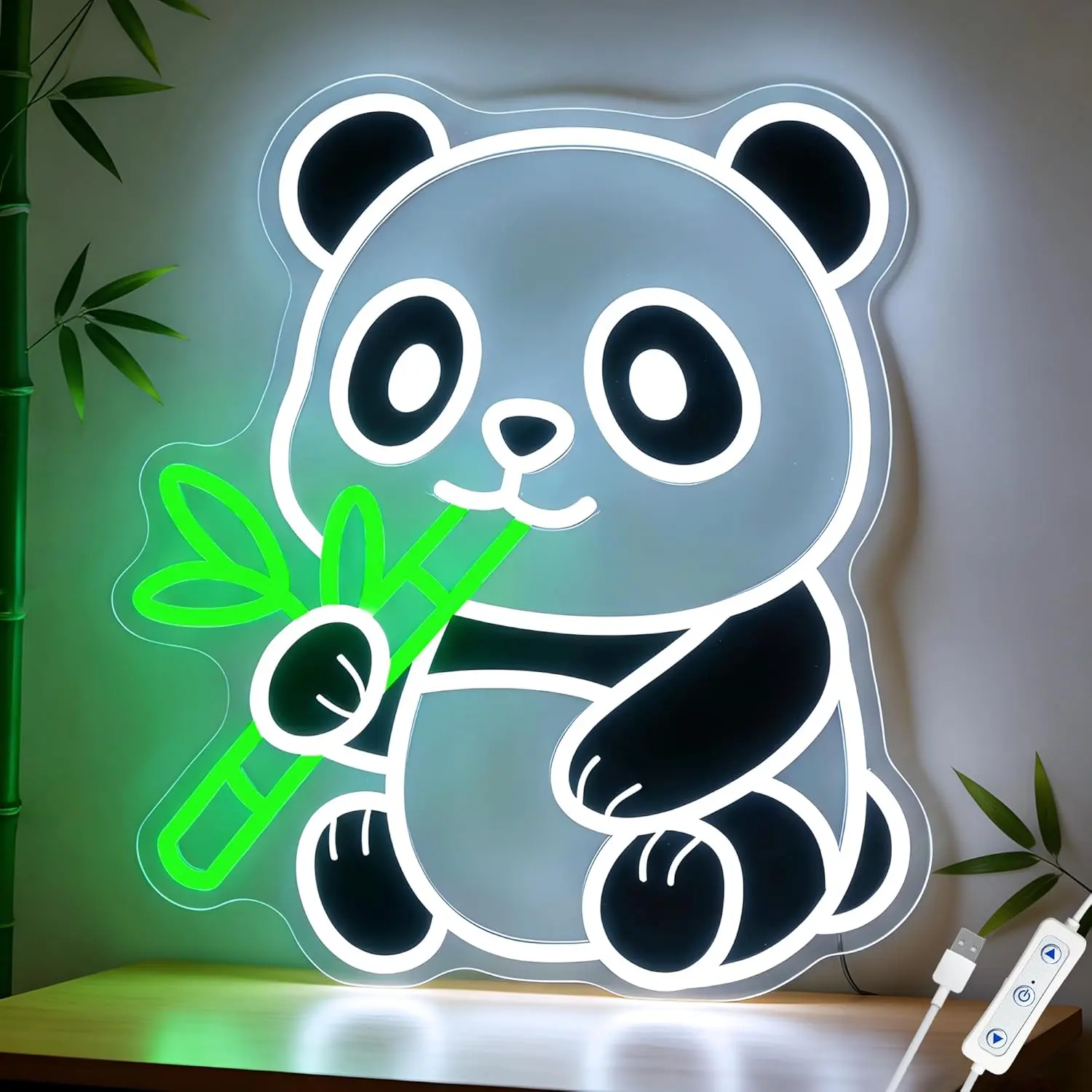 Panda Neon Sign, Dimmable Panda Night Light for Kids Bedroom Wall Decor, Cute LED Panda Light, Gift for Panda Lovers, Nursery Playroom Decor