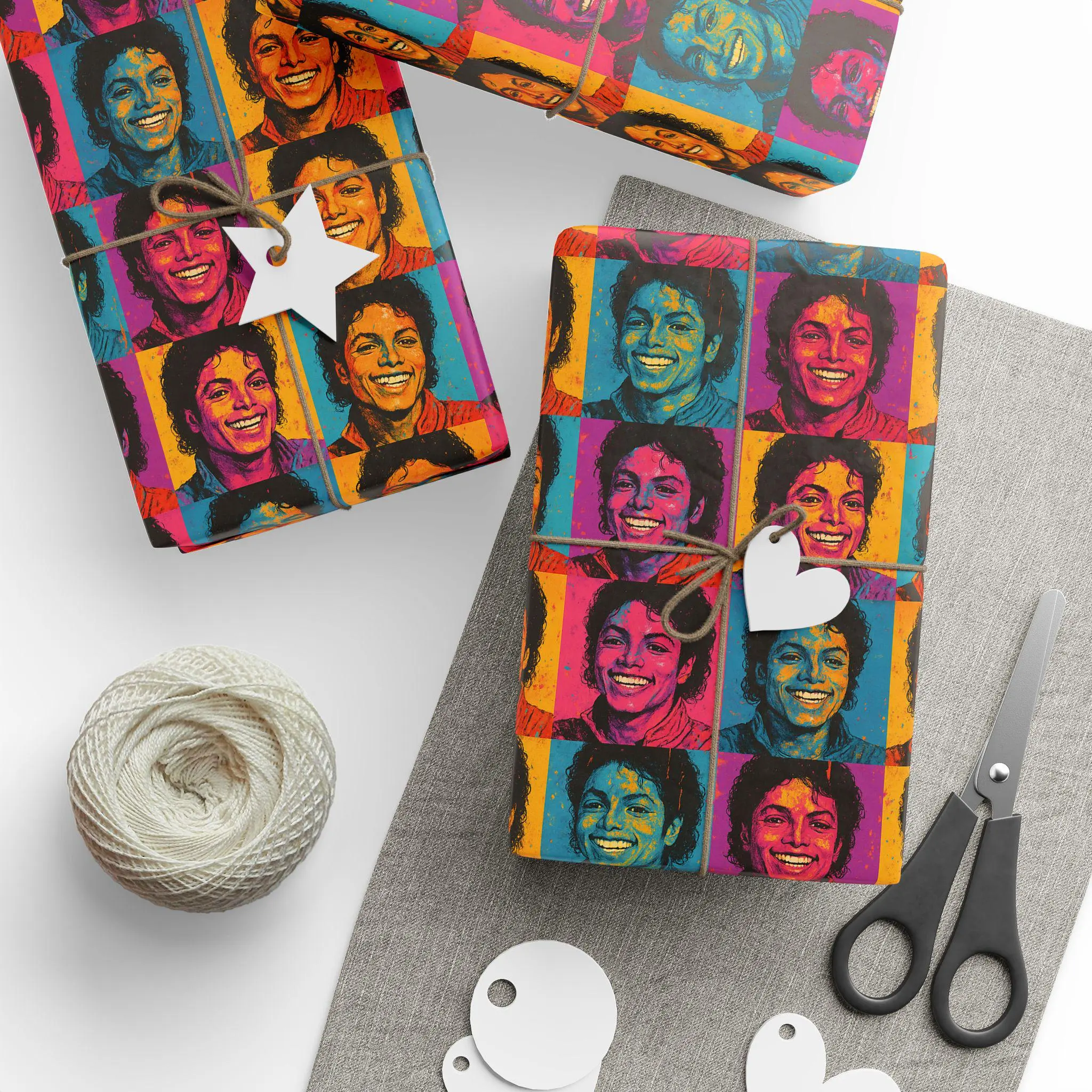 Michael Jackson Inspired Wrapping Paper / Pop Art Gift Wrap / Retro Pop Music Portrait Wrap / Iconic Colorful Wrapping Paper For Music Fans