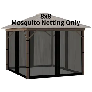 8'x8'Mosquito Netting for Gazebo or Pergola,4-Panel with Zipper for Outdoor Patio Backyard(Black)