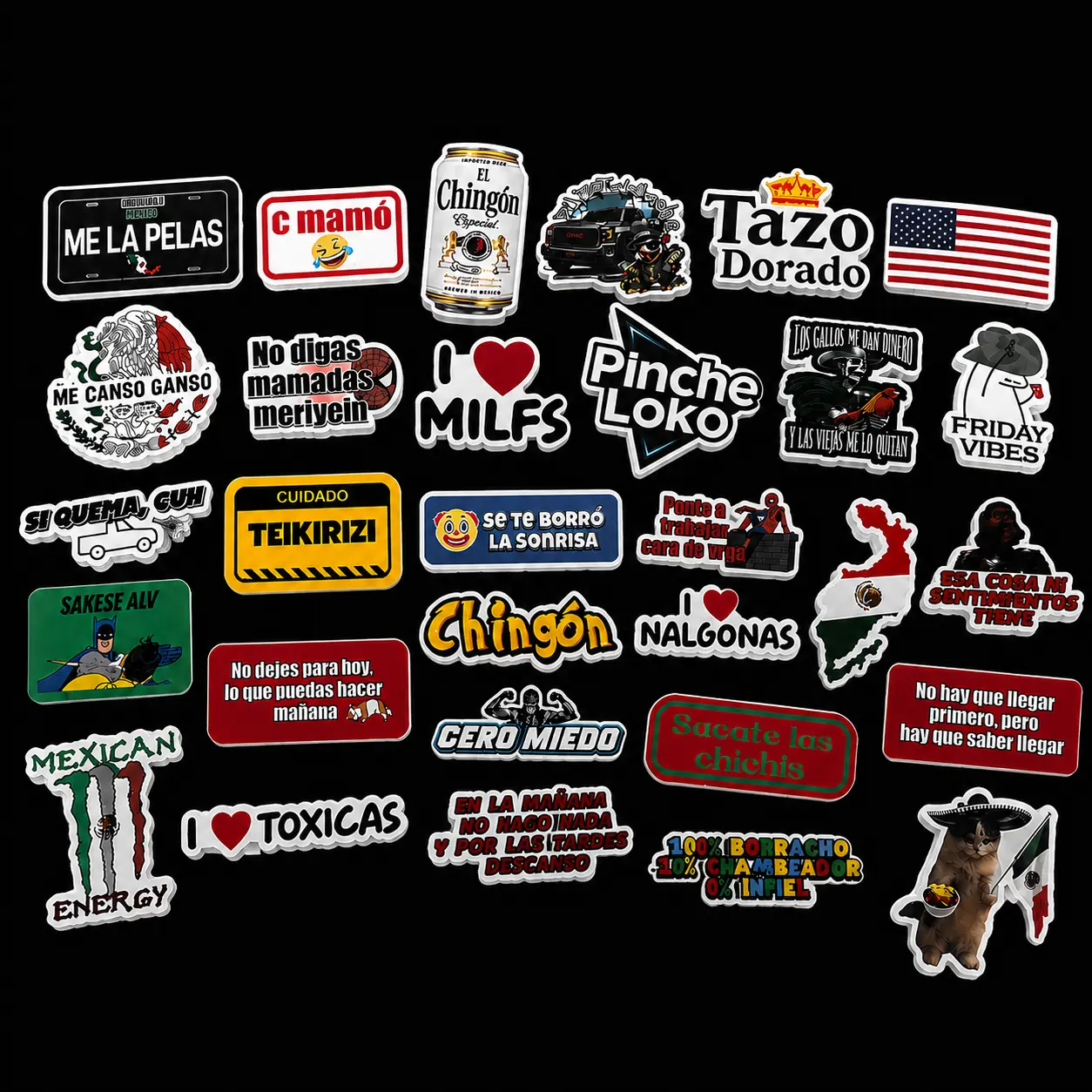 Funny Spanish Stickers for Adults, Bromas y Dichos en Español, Waterproof Vinyl Decals for Cars, Bumpers, Helmets, Tool Boxes & Laptops, Scratch-Resistant UV-Protected Sticker Pack
