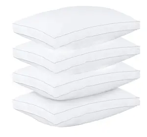 Queen Pillows 4-Pack - Hotel Quality Down Alternative Gusseted Pillows | For Side, Back & Stomach Sleepers
