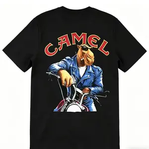 Vintage Camel Motosport Graphic T-Shirt Men Oversized Cotton Casual Streetwear Short Sleeve Tee