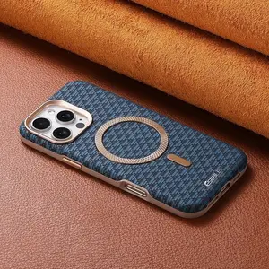 Triangular source pattern three-dimensional magnetic ring mobile phone case, suitable for iPhone 12 13 14 15 16promax, metal frame, frosted business leather full cover mobile phone case