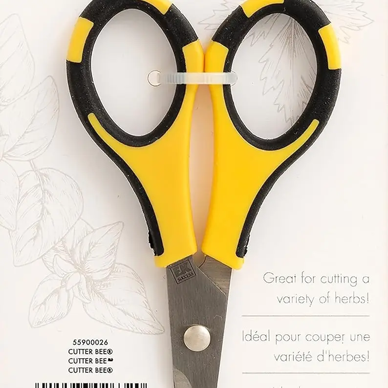 EK Tools Cutter Bee Scissors, Black and Yellow, Scissors for Fabric, Embroidery, Crafting, Herbs, Gardening, Office, Home, Harvest