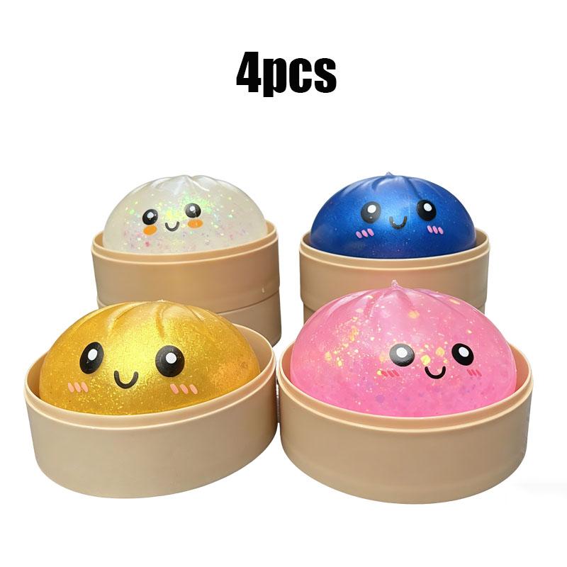 Glitter Dumpling Squishy with Box, Soft Sensory Squeeze Toy for Stress Relief, Mystery Glitter Dumplings, Decompression Dough, Not Blind Box, You Can Choose Your Favorite Color Freely