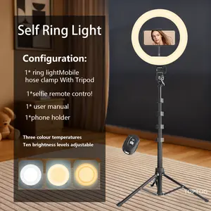 10 Inch LED Ring Light with Tripod Stand, for YouTube Vlog Video Recording, Makeup Studio Portrait with Remote Control Adjustable Ring Light with Tripod ring  light  glow flexible tripod color temperature vlogger content creator youtube#new years