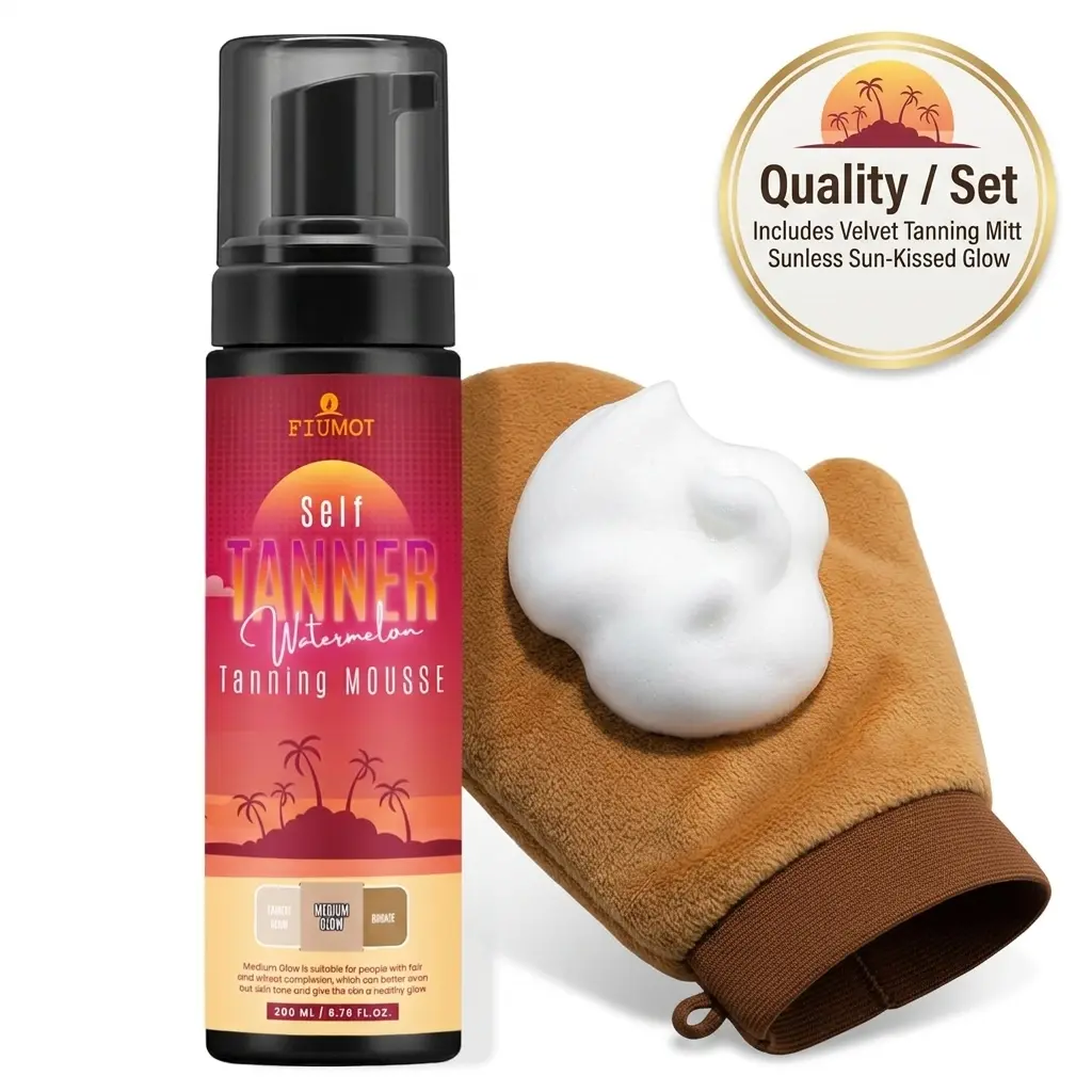 FIUMOT Self-Tanning Mousse - Body Care Self-Tanner for All Skin Types, Natural Sun-Kissed Glow, Fast-Drying, Streak-Free, Long-Lasting, Smooth, Radiant Finish, 6.76 fl oz, Hydrating, Adults, Cruelty Free, Self-Tanning Mousse For A Natural, Sun-Kissed Glow