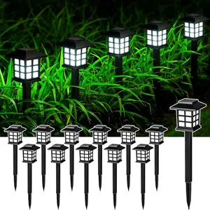Solar Outdoor Lights 6-Pack LED Pathway Lights Waterproof IP44 for Gardens Landscapes Pathways Courtyards Yards Driveways Auto Smart Sensing Easy Install All-Weather Durable Warm White Light
