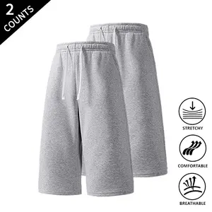 2-Pack Men’s All-Day Comfort 7-Inch Sweat Shorts, Elastic Drawstring Waist, Breathable & Soft, Perfect for Loungewear, Sports & Everyday Use