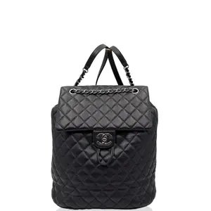 Pre-owned CHANEL Leather Backpacks Quilted Small Urban Spirit Backpack Lambskin Dark Blue (rg030926a5)