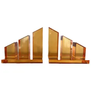 Amber Glass Tower Bookends
