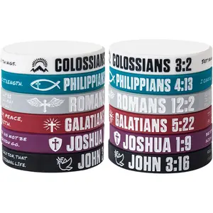 6 count Christian  Verses  Wristbands-Popular  Verses Faith Rubber Bracelets-Religious  Gifts- Bracelet for Men Women