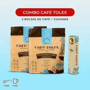 Energybolizer Pack of 2 Bags Tolex Mushroom Coffee with Maca & Cha de Bugre Beverage Natural Instant Colombian Coffee Infused with Mushrooms Kola Nut and Molasses - Drink