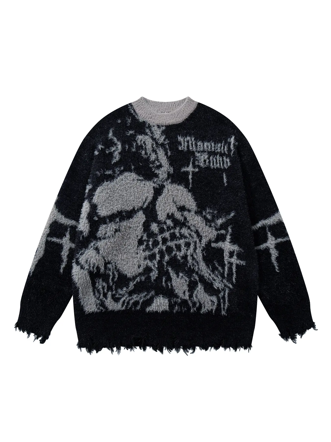 Men's Gothic Skull Sweater, Fall Winter Fashion Casual Round Neck Crewneck Knitwear, Style Dark Trendy Winter Warm Pullover, Knit Sweater Clothing