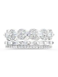 Sterling Silver Melody CZ Bezel Ring Set of 3
