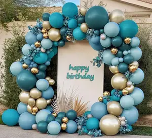 Teal Blue  Balloons Double Stuffed Latex Dusty Blue Turquoise Balloon Arch Different Sizes Metallic  Balloon Garland For Graduation Birthday  Shower Anniversary Wedding Party  Decor