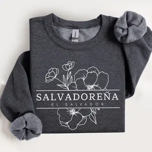 El Salvador Flowers Sweatshirt, El Salvador Gift, El Salvador Sweatshirt, El Salvador Gift Cotton Fabric
