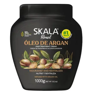 SKALA Brasil Argan Oil 2-in-1 Treatment Cream & Leave-In Conditioner, Vegan Moisturizer for All Hair Types, Hydrating Deep Care Mask, Softening & Smoothing, Paraben & Silicone-Free, 35.2 oz, Hydrate