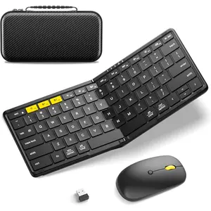 Foldable Keyboard and ,  KM08 Folding  Keyboard  Combo, 2.4G + BT5.0 x 2, Full-Size Portable Travel Keyboard & Rechargeable   for iOS Android Windows  OS