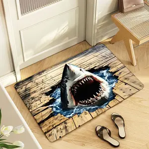 3D Shark Doormat, Fun Ocean Animal Floor Mat for Entrance, Indoor Outdoor Decorative Rug, Non-Slip Washable for Entryway, Bathroom, Bedroom - Perfect Halloween/Xmas Decor