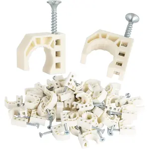 50 Pack 1/2" Half Clamps J-Hook with Screws, PEX Clips J-Clamp for Tubing Pipe Support J-Clips Tubing Fastener, Tube Talons for PEX, Copper, CPVC Tubing Connections, White