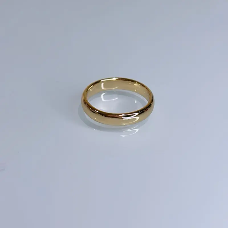 Wedding Band Ring 14k Laminated Gold Simple Design Gold-Tone Jewelry Piece Hypoallergenic 3 Layers Protection for Men and Women