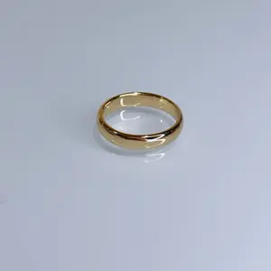 Wedding Engagement Band Ring - Simple Design Gold-Tone Jewelry Piece with 3 Layers Protection & Hypoallergenic Metal Coating for Everyday Wear