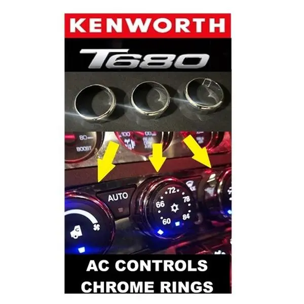 Chrome Plastic AC Heater Dash Control Knob Covers Rings for KENWORTH T680