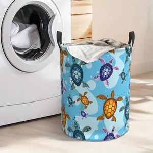 Cute Sea Turtle Print Laundry Hamper  Portable Storage Hamper with Sturdy Handle， Oxford Cloth， Easy to Store and Collapsible Design， Laundry Baskets