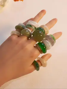 Boho Style Irregular Resin Ring Set, Fashion Colorful Ring for Women & Girls, Casual Jewelry for Party, Daily Clothing Decor, Trendy Jewelry for Birthday Gift