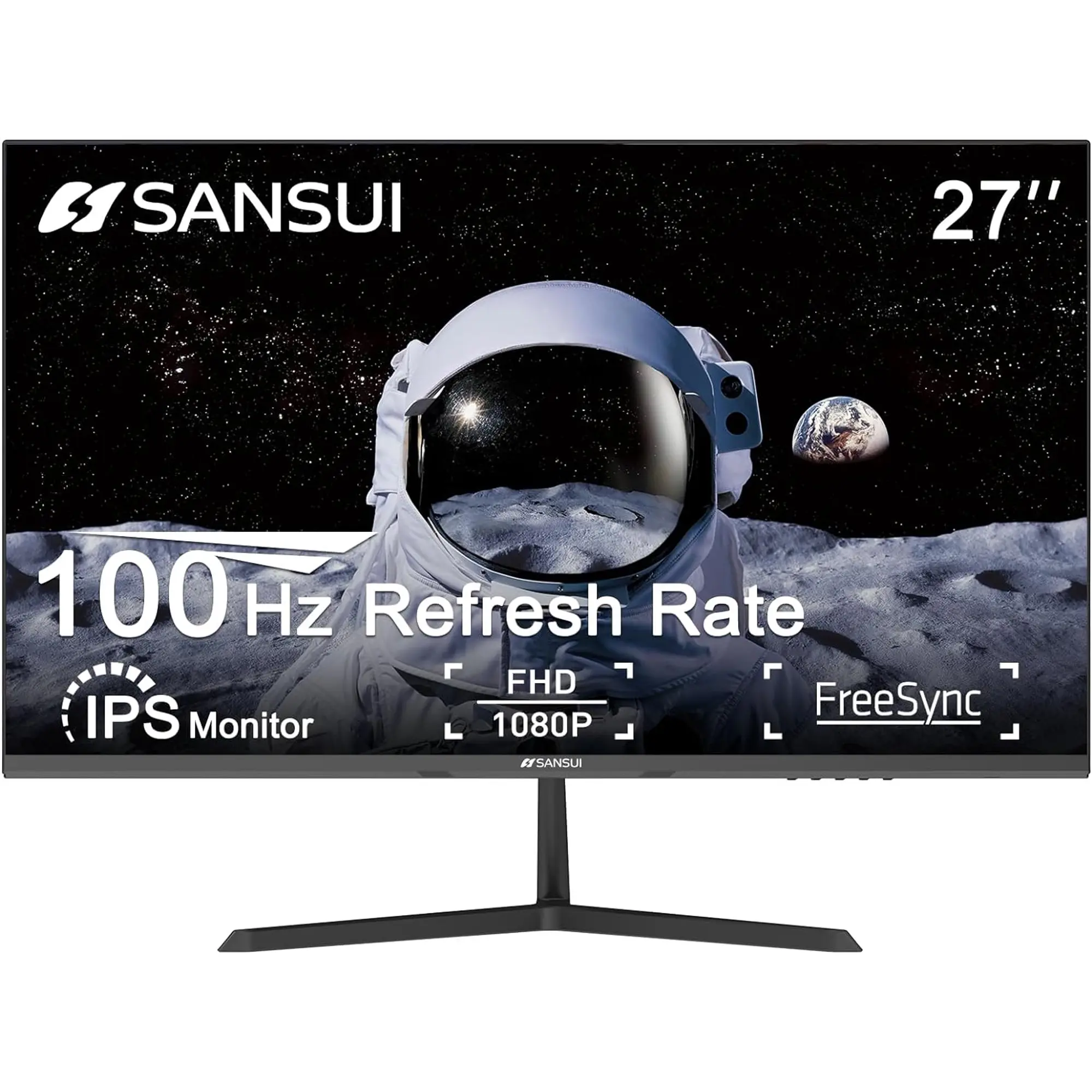NEW-SANSUI 27 inch Monitor, IPS 100Hz Display Computer Monitor, VESA Mount with HDMI VGA Inputs, FHD 1080P Monitor for Home Office (S27X3AF HDMI Cable Included)