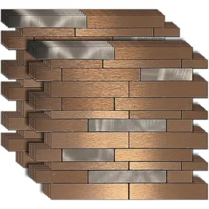 10-Sheet Peel and Stick Backsplash Tile, PVC Mixed ,l Stick  Kitchen, Bathroom Vanities, Fireplace Decor, Laundry Table(11.3" X 11.7") (10, Bronze)