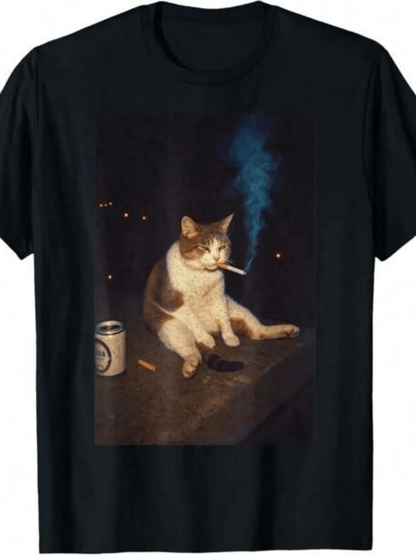 Cigarette Kitten Funny Smoking Cat Meme Stupid TSh unisex soft cotton short sleeve t shirt, vintage graphic casual tee for men women teens, perfect birthday holiday gift for camping travel gym daily street  wear