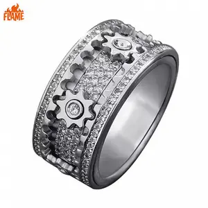 [FLAME] Rotating Gear Star Ring for Men, Stylish Personality Fashion Jewelry, Cool Daily Wear Accessories, Perfect Birthday Anniversary Valentine's Day Gift for Boyfriend