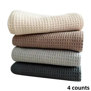 Waffle Grid Design Dishwashing Towel, Household Kitchen Cloth, Thick Cleaning Cloth, Kitchen Absorbent Square Towel, Household Cleaning Supplies, Washable Easy Clean
