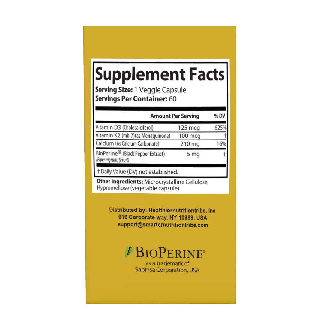 Xcentials Vitamin K2/D3 - 60 Capsules for Bone & Heart Health - Gluten-Free, Vegetarian, Vegan Friendly - Improves Blood Circulation & Boosts Immune System - Healthcare - Natural
