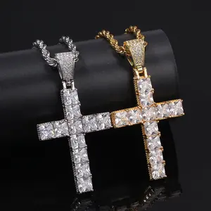Punk Cross Necklace with Square Zircon • Hip Hop Streetwear Jewelry for Him & Her