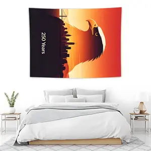 250 Years Usa Bald Eagle Chicago Skyline Tapestry, Knit Style, Casual Design, Model Xinghao 114514, No Ca Prop 65, Text Content Included