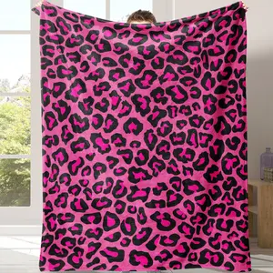 Leopard Print Flannel Blanket, 1 Count Soft Warm Throw Blanket with Storage Bag, Air-conditioned Room Blanket, Warm Nap Blanket for Home Office Travel