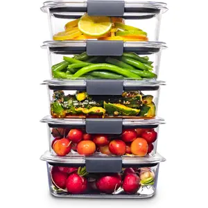 Rubbermaid Brilliance Food Storage Containers, BPA Free, Airtight Lids, Ideal for Lunch, Meal Prep & Leftovers, Set of 5 (3.2 Cup) Rubbermaid
