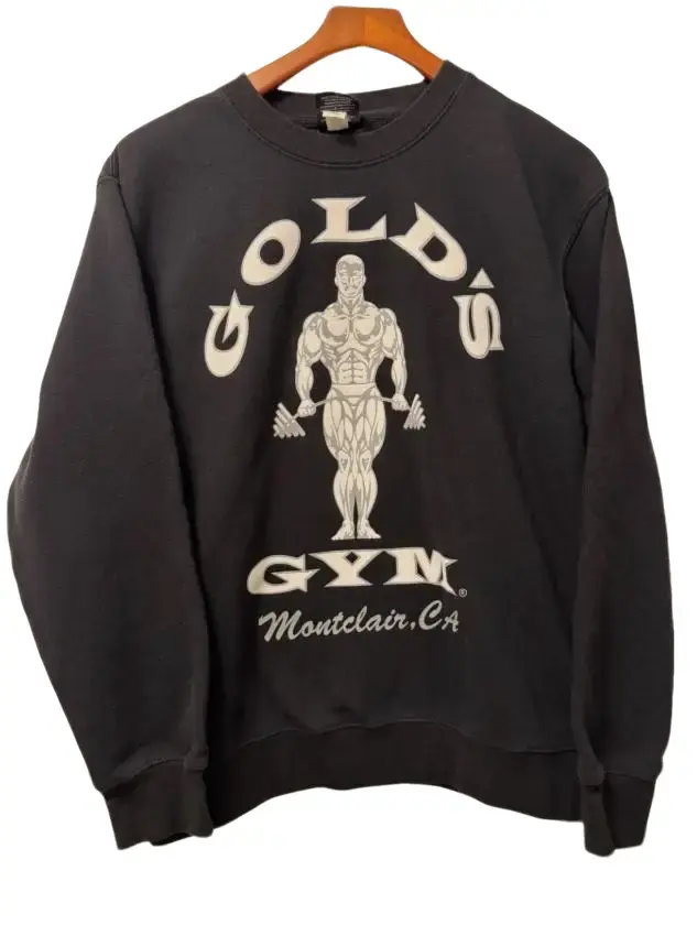 Golds Gym Black Crewneck Sweatshirt Men’s Medium Iconic Bodybuilder Montclair CA