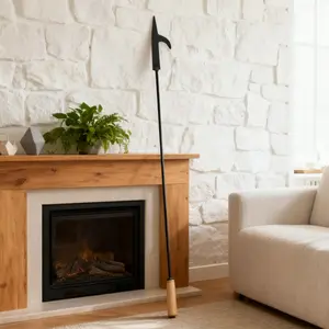 Multifunctional Fireplace Hook, Long Assembly Firehook for Wall-Mounted Use, Durable & Versatile Tool for Indoor Heating