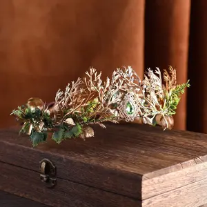 The new 2024 is a hot sellerMOSTORY Handmade Woodland Fairy Crown Elf Forest Headpiece Medieval Leaf Circlet for Men Prince Adult God Cosplay Renaissance Halloween Wedding Green