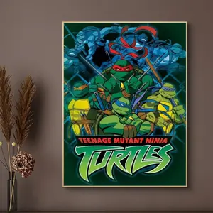 Trendy TTTeenage Mutant Ninja Turtlesable Poster HD Heavy-Duty Self-Stick Waterproof Wall Decor Tool-Free Install Durable & Reusable Conceals Wall Flaws Elevates Home Style Perfect for Living Room Bathroom & Kitchen Easy Apply & Remove