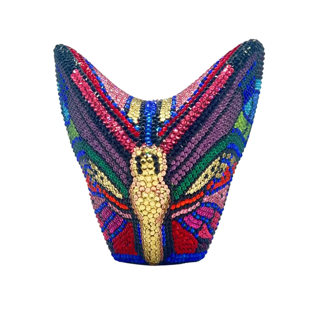 Luxury Women's Butterfly Rhinestone Clutch Purse Ladies Crystal Evening Bag with Diamonds Bridal Purse for Cocktail Prom Handbag